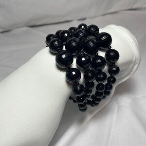 Vintage 1940s-1950s West Germany Black Beaded Bracelet